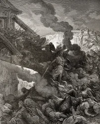 ゴッドフリー（c.1060-1100）がJFの「Bibliotheque des Croisades」のイラストからエルサレムに入る。ミショー、1877